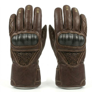 High Quality Durable Leather Full Finger Motorbike Gloves Safety Support Breathable Fabric Moisture Wicking <b>Pull</b>-On Closure - Product Image 1