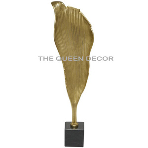 Showpiece Statue Silver Color Aluminum Metal Wooden Base Sculpture Party Decorative For Table Top Use Set Of 2 - Product Image 2