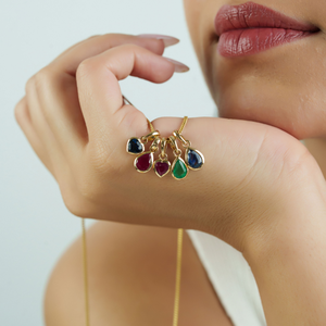 Fournisseur en gros de pendentifs minimalistes en forme de goutte d'eau en rubis 100% naturel pour femmes, en or jaune véritable 14 carats, bijoux les plus vendus - Product Image 2