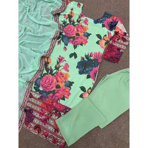 Top taille XL pour femme-Ensemble Pent et Dupatta avec impression numérique fantaisie magnifiquement élégant - Product Image 4