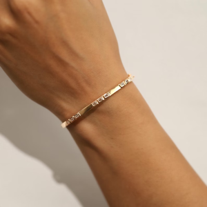 Bracelet en diamant taille émeraude certifié IGI, or jaune, blanc ou rose 14K 18K, bracelet manchette en diamant, cadeau pour femme - Product Image 1