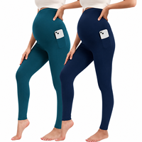 Leggings de Yoga de Cintura Alta al por Mayor, 2 Piezas con Bolsillos, Sólidos, Suaves, Ligeros, de Secado Rápido, Elásticos, Control de Abdomen, para Yoga, Fitness y Maternidad