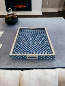 Plateau de service de table élégant et de haute qualité, écologique, en bois naturel avec incrustations d'os et de résine, technique de polissage, très bon marché en provenance d'Inde - Product Image 2