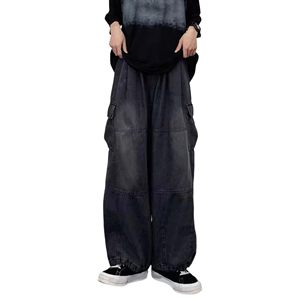 Wide Leg Baggy Jeans for Men Distressed Acid Wash Designer Denim <b>Trousers</b> Custom Brand Wide Leg Cargo Denim Pants - Product Image 1