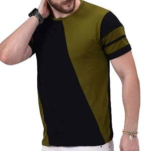 Camiseta de algodón para hombre, de color sólido, informal, con cuello redondo, básica, 100% algodón, de corte holgado, estampada. - Product Image 3