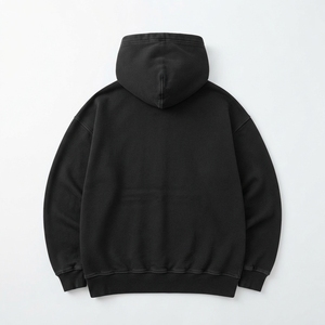 Men's <b>Black</b> Hooded Sweatshirt Regular Fit Fleece Cotton Casual Hoodie Front Logo Pocket Design Autumn Style - Product Image 2