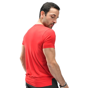 <b>Men's</b> Custom <b>Red</b> Aqua Performance <b>TShirt</b> Lightweight QuickDry Polyester Spandex Gym Training Sports Tee OEM Activewear Top - Product Image 2