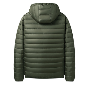 Chaqueta Acolchada con Capucha para Hombre, Color Azul Marino, Cierre de Cremallera, Resistente al Viento, Ropa Casual de Invierno, Color Sólido, Relleno de Poliéster, Corte Regular - Product Image 4