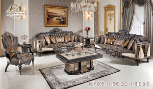 Juego de sofá tallado a mano pulido brillante para el hogar, muebles de salón pulidos de nogal, juego de sofá tallado a mano brillante para el hogar - Product Image 4