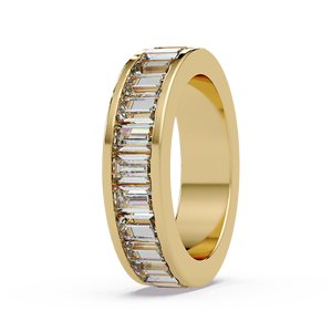Trendy 14K Pure Gold Baguette Cut Lab Grown Diamond Half Eternity Band Channel set Engagement Band For Women <b>Men</b> Fashion Jewelry - Product Image 2