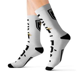 Custom Sublimation Printer <b>Socks</b> With White and <b>Black</b> Design Knitted Cotton Breathable Men's Summer Daily Wear Regular Style - Product Image 1