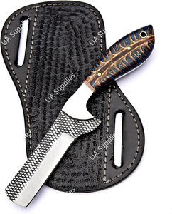 Cuchillo de vaquero occidental tipo Bull Cutter de acero inoxidable extra afilado con espiga completa, con funda y mango de resina de piña OEM/OBM - Product Image 5