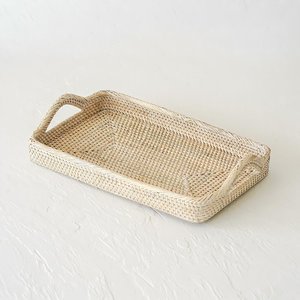 <b>Round</b> White Wicker Natural Brown Rectangular Woven Rattan <b>Table</b> <b>Trays</b> - Product Image 3