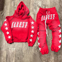 Survêtement baggy vintage en coton polaire Streetwear ensemble de jogging vieilli survêtement évasé personnalisé délavé à l'acide
