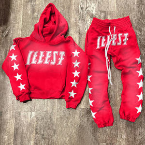 Ropa de calle vintage, chándal holgado de algodón polar, conjunto de Jogger desgastado, chándal de lavado ácido acampanado personalizado - Product Image 4