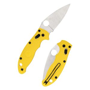 Couteaux pliants portables en acier inoxydable avec poignée texturée antidérapante jaune, lame tranchante, trou d'ouverture au pouce, verrouillage coulissant - Product Image 2