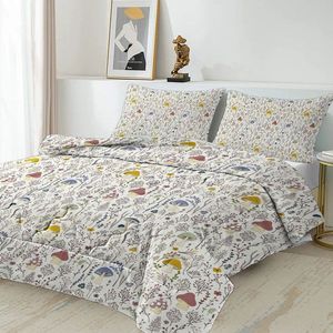 Queen Size Soft Bedding Set 3-Piece Mushroom Decoration Pattern Duvet Cover with 2 Pillowcases Zipper Closure for Home - Product Image 2