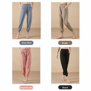 Custom Logo <b>Elastic</b> Waist Quick-Dry Lightweight Yoga Jogging Pants Mid Casual Stretch Nylon Spandex Pull-<b>String</b> Pocket Loose Fit - Product Image 5