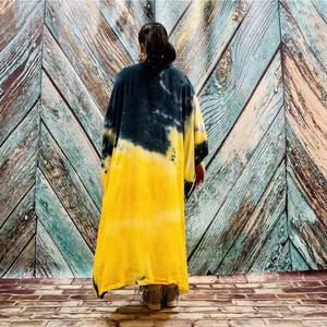 Robe de soirée moderne chaude détendue col en V profond faite à la main Tie Dye Trendy Summer Resort Wear Robe de soirée Boho Beach Kaftan Kimono Robe - Product Image 6