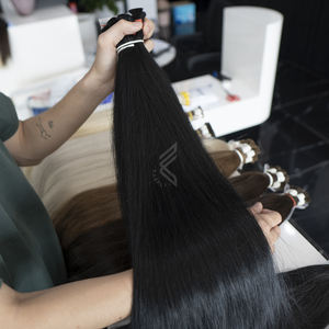 Paquetes de cabello virgen vietnamita crudo sin procesar Cabello europeo liso suave Extensión a granel Extensiones de cabello humano de color Fumi teñido - Product Image 3