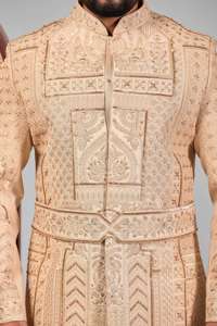 Sherwani Traditionnel pour Homme, Col Mandarin, Motif Multi-Panneaux sur le Devant, Infroissable, pour Mariage et Cérémonies, Qualité Premium, Toucher Divin - Product Image 6