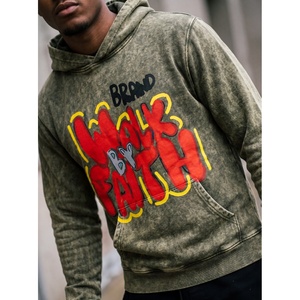 Mens <b>Vintage</b> Washed Graphic Hoodie <b>Oversized</b> Pullover Hooded <b>Sweatshirt</b> Casual Streetwear Cotton Fleece Custom Logo OEM ODM - Product Image 2