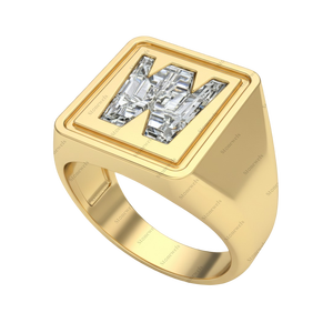 แหวนตัวอักษร W ทำมือ ประดับเพชรแล็บรับรองคุณภาพ เครื่องประดับแฟชั่น - Product Image 1