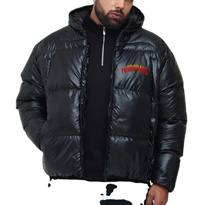 Veste matelassée en cuir PU d'hiver pour hommes, manteau chaud et uni pour l'extérieur, taille plus, écologique, avec col montant - Product Image 1