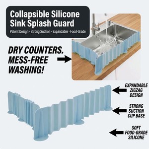 Özel Silikon <span class=keywords><strong>Lavabo</strong></span> Su Sıçrama Önleyicileri Esnek ve Katlanabilir Bölmeli Plaka Ev Mutfak Banyo Gereçleri Ürünü - Product Image 2
