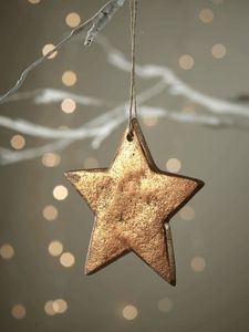 Gold <b>Star</b> Christmas Ornament Metal Hanging Decor Holiday Tree <b>Decoration</b> Geometric Shape Modern Design Living Room Home Decor - Product Image 3