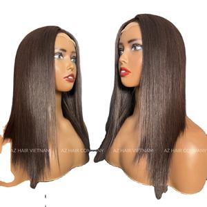 Perruques en cheveux naturels bruts, lisses comme des baguettes, en gros # Perruque sans colle 1b noire, cheveux SDD DD AZ, prix de gros fabricant, raie au milieu - Product Image 1