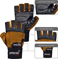 Gants de sport Farabi en cuir à logo personnalisé, demi-doigts, antidérapants, avec sangle de poignet réglable, respirants, pour musculation et haltérophilie
