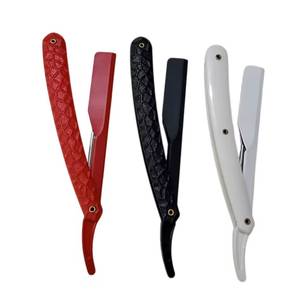 Red Black White Straight <b>Razor</b> With <b>Single</b> <b>Blade</b> For Barber Shop Face Shaving ABS Plastic Handle Stainless Steel <b>Blade</b> - Product Image 1