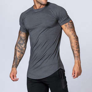 <b>Mens</b> Curved Hem <b>Gym</b> T <b>Shirt</b> Raglan Sleeve Quick Dry Muscle Fit Workout Top Plain Breathable Bodybuilding Fitness Sports T <b>Shirts</b> - Product Image 3