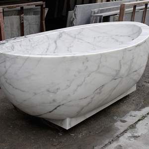 Bañera de Hidromasaje Independiente de Mármol Natural Tallada a Mano de Lujo, con Drenaje, Ecológica, Estilo Europeo, para Uso en Interiores de Hoteles y Villas, Premium - Product Image 2