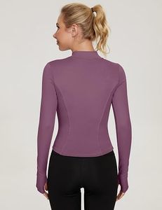 Women's for Half-<b>Zip</b> Long Sleeve Yoga Top Solid Color Breathable Polyester Spandex Sportswear Skinny Fit All Seasons Stand - Product Image 4