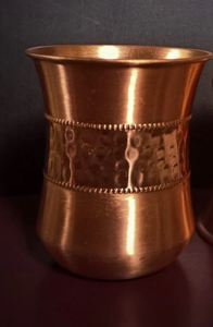 <b>Copper</b> drinking glass handcrafted finish ayurvedic wellness drinkware eco reusable durable for home kitchen <b>table</b> use - Product Image 2