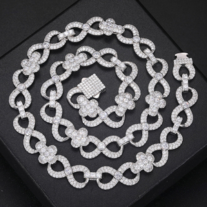 Mens Moissanite 925 Silver Infinity Link Chain Necklace Iced <b>Floral</b> Links Luxury Statement <b>Jewellery</b> Fashion Necklace Elegant - Product Image 2