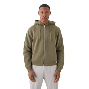 Sweat-shirts thermiques à capuche zippés pour hommes en coton et polyester, personnalisables, avec col en polaire, motif uni, en solde - Product Image 1