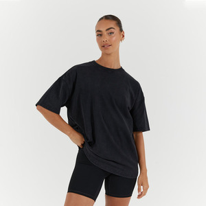 Classic Oversized Acid Wash Women T-<b>Shirt</b> Custom Logo Embroidery Vintage Heavy Weight Long Print Pattern Plus Size Women T-<b>Shirt</b> - Product Image 6