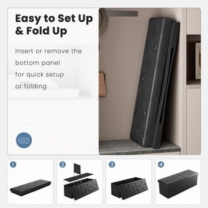 43 Inch Folding Ottoman <b>Storage</b> Bench Upholstered Foot Rest <b>Stool</b> 660 Lbs Capacity Workshop & Gym Use - Product Image 5