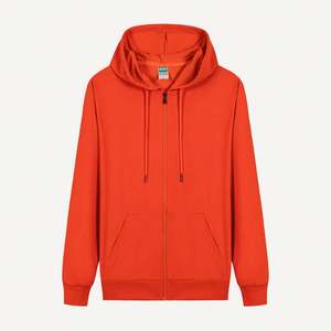 Vente en gros de sweats à capuche zippés pour hommes en coton uni, avec impression de logo personnalisé, épais, style streetwear et coupe oversize - Product Image 4