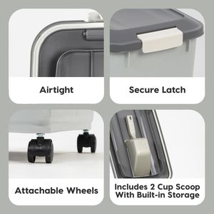 Contenitore per Cibo per Cani da 2 Tazze con Ruote, Coperchio Ermetico e Paletta Integrata, Capacità fino a 18 kg, Contenitore per Alimenti per Animali Domestici, Ciotole e Mangiatoie - Product Image 3