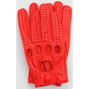 Guantes de Conducción de Cuero Rojo Resistentes con Diseño Transpirable de Dedos Completos, Agarre Antideslizante y Correa de Muñeca Ajustable - Product Image 2