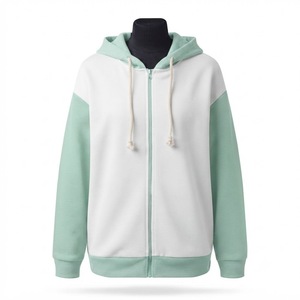 Sudadera con Capucha Index Apparel con Bloques de Color y Cremallera, Unisex, Corte Regular, Informal, Verde y Rojo, Felpa Francesa de Algodón, para Otoño - Product Image 3