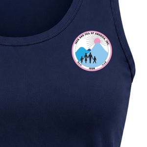 Navy Blue Women's Gym Tank <b>Top</b> with Jack & Jill Crest Logo Embroidery Sleeveless Crew Neck Sports Training Shirt Athletic <b>Top</b> - Product Image 5