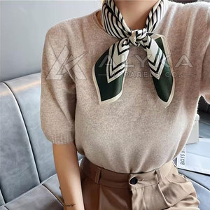 Custom Design Luxury Medium Bandana Premium Quality Outdoor Fishing Unisex Square <b>Silk</b> Scarf Bows Pattern <b>Green</b> White Digital - Product Image 5