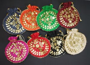 Beautiful Silk Classic Casual Fashion Rajasthani Traditional Design Gota Work Potli <b>Bags</b> Women New Arrival Wedding Mehndi Favor - Product Image 3