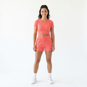 Women Ribbed Washed Mid Waist Two Piece Shorts Set Sleeveless <b>Crop</b> <b>Top</b> Drawstring Knee Shorts Casual Summer Outfit 100% Cotton - Product Image 1