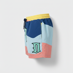 Shorts de Baño para Hombre con Bloques de Color, Logotipo D Bordado, Secado Rápido, Cintura con Cordón Ajustable, Estilo Casual - Product Image 3